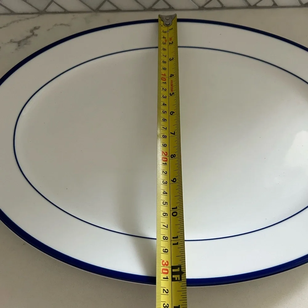 Williams Sonoma Brassier White and Blue Platter